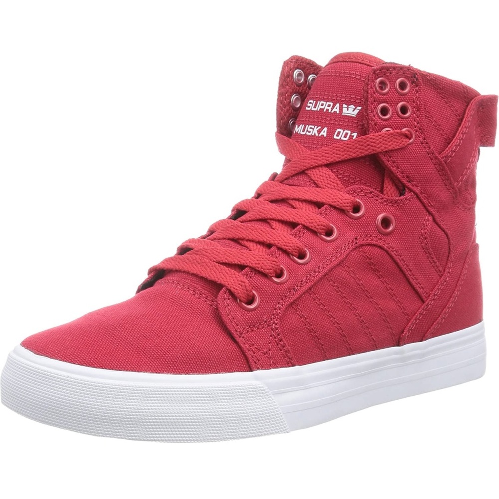 RELISTED. Supra Skytops Express Tuf womens red canvas pair high top sneakers 7 - Picture 1 of 10
